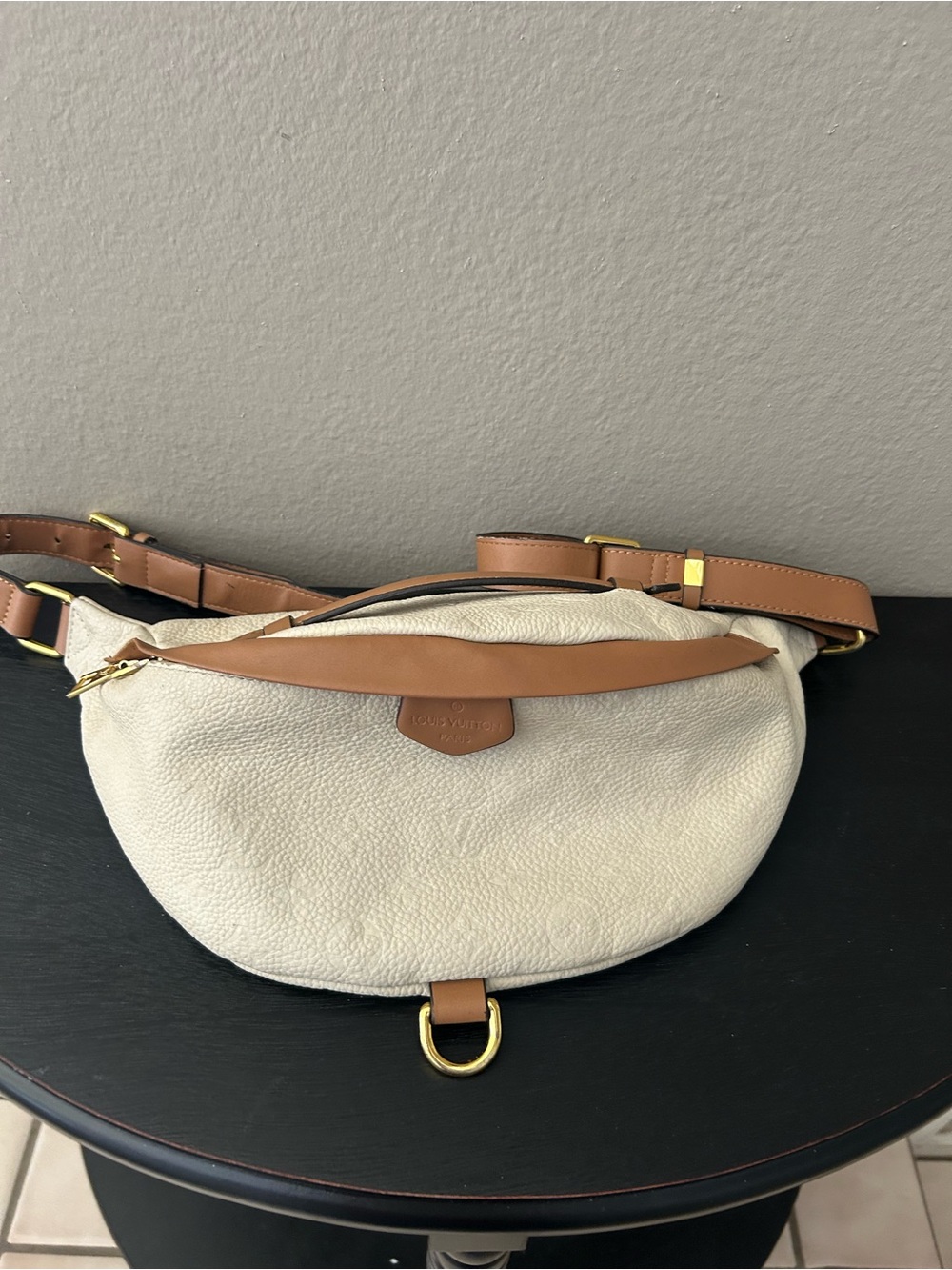 Tan & Cream Leather Belt Bag - Luxury Designer Style